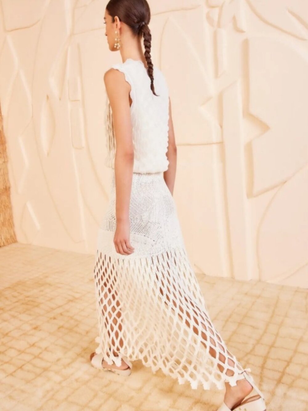 NWOT ULLA JOHNSON Lace Crochet Kalista Midi Skirt in Cowrie M/L $1,850 - Picture 5 of 7